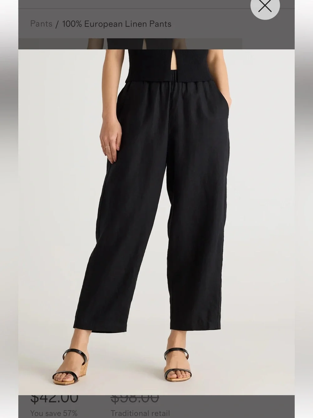 NWT! Quince Black Wide-Leg Linen Trousers in Black szXL - Picture 1 of 10